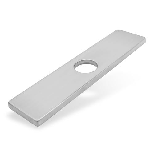 Murtenze 10 Inch Sink Faucet Hole Cover Deck Plate, Brushed Nickel 1 or 3 Hole Long Rectangle Cover Stainless Steel Faucet Plate for Bathroom Kitchen Vanity Sink