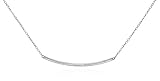 Silver Bar Necklace .925 Sterling Silver Curved High Polished Horizontal Fine Chain 16