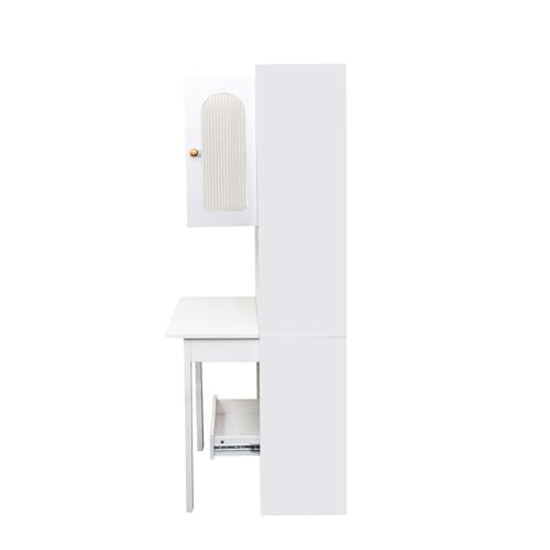 KEIKI Fold-Out Home Office Desks Writing Table with Glass Doors, Drawers, Bookshelf & Storage Shelves, Modern Wooden Convertible Workstation for Work, Study by KEIKI - Image 7