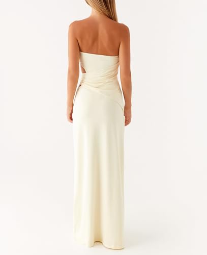 Image of Yiulangde Sexy Cut Out Maxi Dress for Women Spaghetti Strap Backless Bodycon Dress Y2k Hollow Sleeveless Cocktail Long Dresses