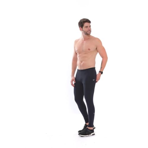 Calça Legging Masc Compressão Corrida Pro Racing Com Bolsos (BR, Alfa, M, Regular, Regular, Preto)