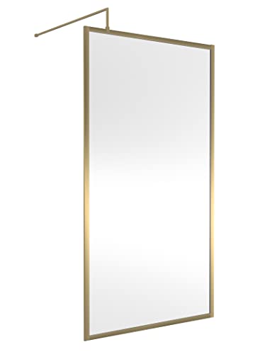 Image of Hudson Reed WRFBB1911 Full Outer Frame Wetroom Screens Full Outer Frame 8mm Toughened Safety Glass Wetroom Screen, 1950mm x 1100mm, Brushed Brass
