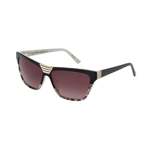 L.A.M.B. Gwen Stefani LA573 Women's Modern Rectangle Sunglasses, 58 mm, Black, UV400 Protection