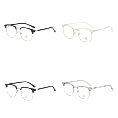 Image of Shiratori Retro Eyebrow Frame Glasses for Men, Semi-Rimless Blue Light Blocking Glasses, Anti Blue Light Computer Glasses