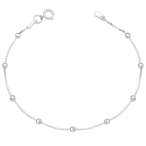 Pulseira Veneziana com Bolinhas Prata 925 Presente Feminino Antia...