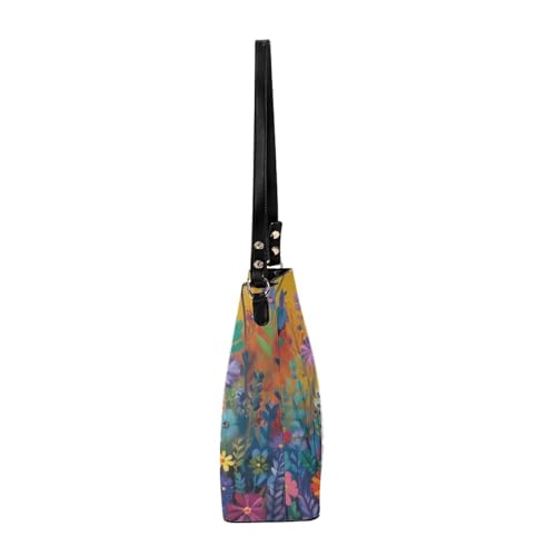 Image of HUGS IDEA Boho Bags for Women Leather Handbag Shoulder Bucket Crossbody Purse