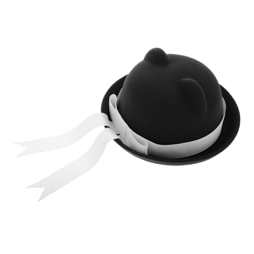 LIFKOME Stylish Beret Hat with Cat Ears and Ribbon Bow Adjustable School Style Hat for Different Head Soft and Cozy for Casual and School Outfits Black