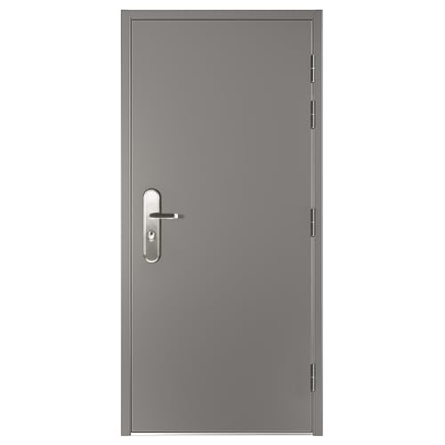 VIZ-PRO Quick Mount Steel Security Door with Frame and Hardware, Gray Right Side-Hinged Outward, 43 5/16" - 45 11/16" Width Adjustable, 81 11/16" Height