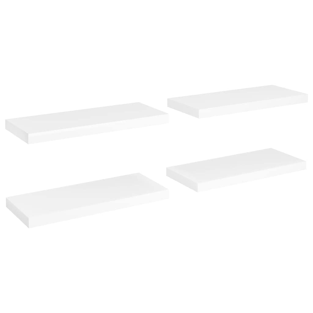 Juego de 4 estantes flotantes blancos de 60 x 23,5 x 3,8 cm, montaje invisible, para dormitorio, baño, montaje en pared, decoración de pared con estilo