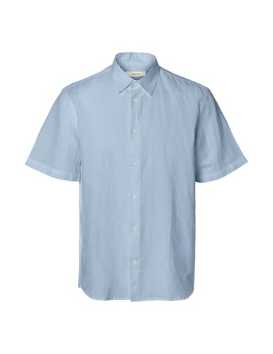 T-shirt lin mélangé XXL Slhregclay contre la chaleur en vieux bleu