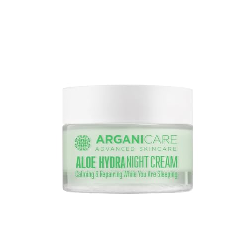 ARGANICARE - Crema de noche antiarrugas - Cuidado hidratante facial con aloe vera - Bote 50 ml