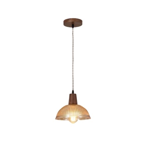 Pendentif LED en verre ambre avec fixation bois pour salon et bar