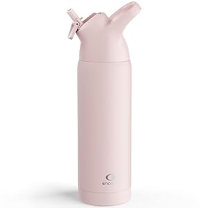 Insulated Water Bottle with Straw – Encool Stainless Steel Water Bottle, Reusable Leakproof and BPA-Free for Sports, Travel, Cold for 24 Hours, 24 oz, Cotton Candy