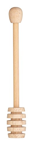KitchenCraft Honiglöffel als Honigheber, Honigspirale - glattes Holz, 16 cm, Braun