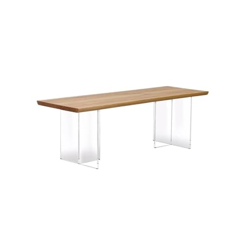 ENGENDER Kitchen Tables Log Acrylic Dining Table Simple Wabi-sabi Style Tea Table Solid Wood Desk Dining Table(160cm)