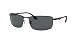 RAY-BAN Men's RB3498 Rectangular Metal Sunglasses, Matte Black/Polarized Grey Gradient, 64 mm