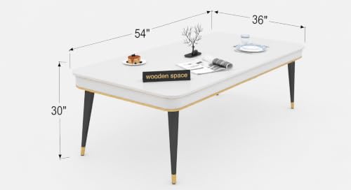 Image of WOODEN SPACE 4 Seater Wooden Dining Table Set | Urban Marble Top Dining Table with Chairs for Dining Room & Kitchen (Modern Infinity Light Green) (54 x 36 x 30 inch)
