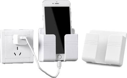 theKiteco. Wall Mounted Mobile Holder Storage Case for Remote, Wall Mounted Mobile Stand/Multi Purpose Stand with Hole for Phone Charging - Pack of 2 (White) (B09SWNPKFR) Amazon Price History, Amazon Price Tracker