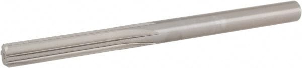 Hertel Chucking Reamer, Letter E, HSS, 4" OAL, 1-1/2" Flute Length, Straight-Cylindrical Shank, 6 Flute, RH Cut