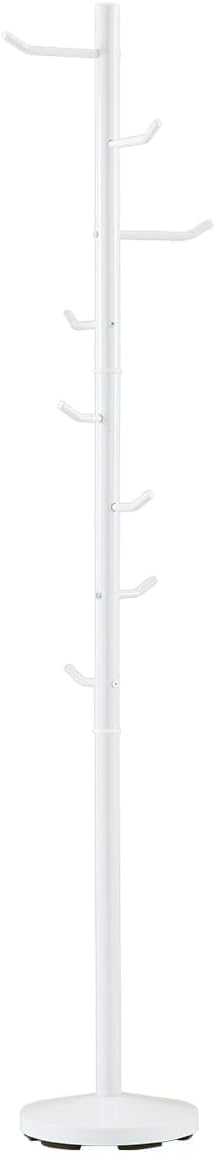 Pole Hanger, Wooden Coat Hanger Stand with 8 Hooks, Easy Assembly, Hat, Carry Bag, Clothes, Living Room, Bedroom, Height 68.9 inches, White:-image-31