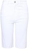 UK Dispatch Ladies Cotton Knee Length Stretch Thin Denim Shorts Chino Casual Pant,10,White
