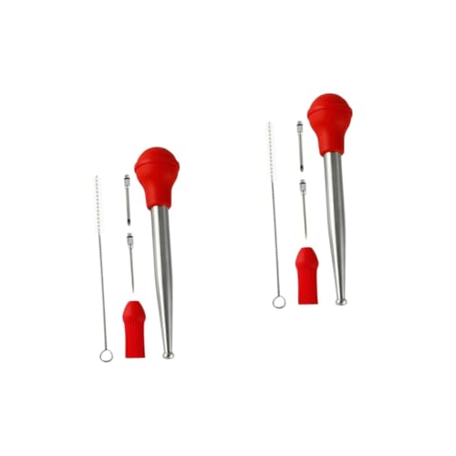 SHOWERORO 2sets Turkey Baster and Seasoning Injector and Basting Tool for Bbq Marinade and Flavoring Includes Cleaning Brush for Easy Maintenance