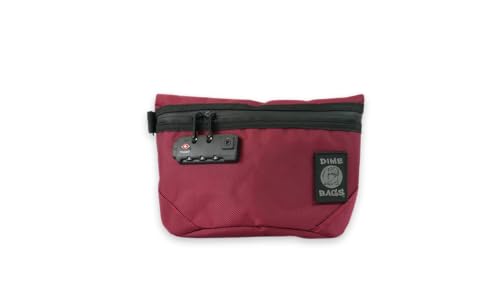 DIME BAGS Odor Sealing Pouch with Combo Lock, Carbon-Filtered Smell/Spill Proof Bag, Water Resistant, Discreet Compact Fit For Travel & Storage, Collector With Locking Zipper (12 Inch, Oxblood)