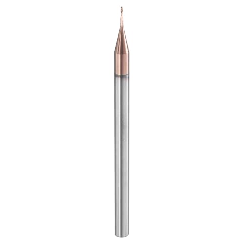 Image of HARFINGTON Ball Nose End Mill 2 Flute 0.0240 inch Diameter 1 /8 inch Shank Tungsten Carbide Uncoated Spiral CNC Router Bits 0.072 inch Cutting Length Single End Ball for Carving Engraving Grinding