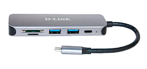 D-Link DUB-2325 Hub USB-C 5 in 1 con 2 Porte USB 3.0, Porta USB-C, Lettore di schede SD/MicroSD per PC, MacBook PRO, MacBook Air, iPad PRO, Chromebook, Surface PRO e Altro