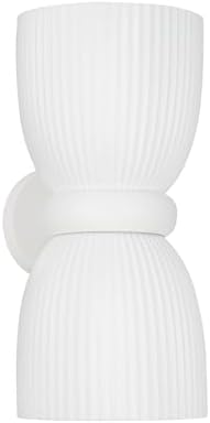 Capital Lighting 656121CE Mallory Artisan Handcrafted Fluted Wall Sconce, 2-Light 200 Total Watts, 17" H x 8" W, Ceramic White