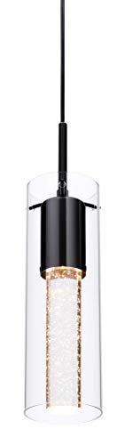 Xinbei Lighting Pendant Lighting, Modern 1 Light Mini Hanging Kitchen Island Pendant Light With Led Bulb & Bubble Crystal Black Finish Xb-P1110-Mb #TOP4
