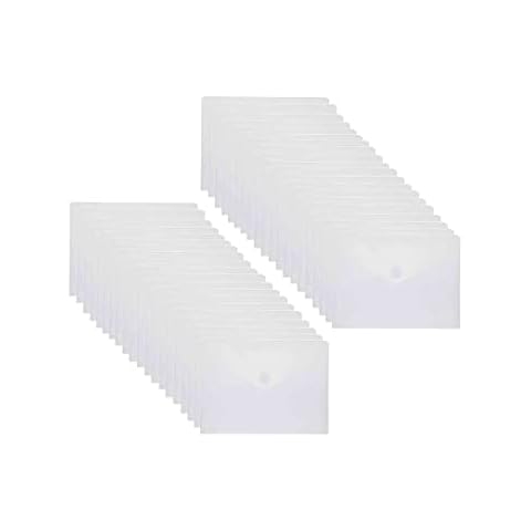 YESSART 9x7 Clear Plastic Envelopes Hook Loop Closure Receipt Stickers Storage Holder 40 Pack Cover