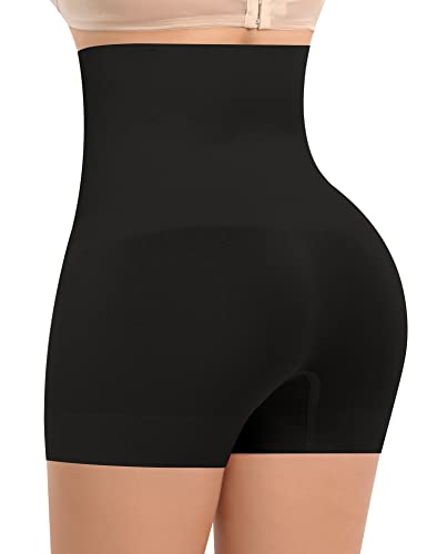 Image of Womens Slip Shorts for Under Dress Seamless Shapewear Boyshorts Tummy Control Panties Shaping Shorts(#2 Black(high Waisted),X-Large)