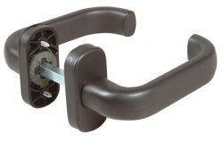IBFM Maniglia per porte in resina nera con molla, 5 cm, moderna, serratura semplice, alluminio lucido