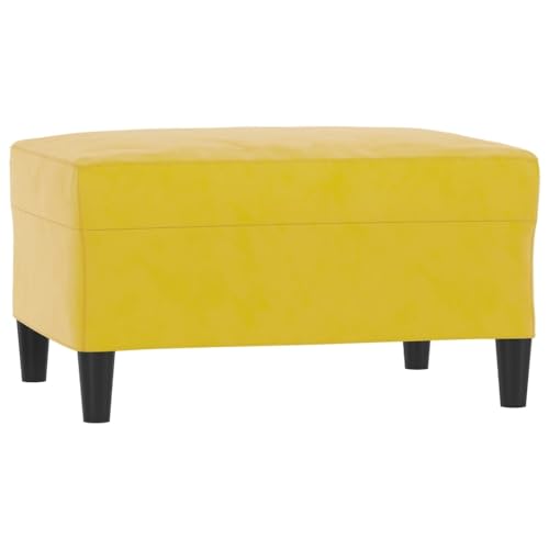 vidaXL Sofagarnitur 4-TLG., Sessel Couch mit Kissen Fußhocker, Sofa Wohnzimmersofa mit Armlehnen, Couchgarnitur Designsofa Sitzmöbel Polstermöbel, Gelb Samt – Bild 7