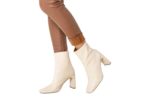 Nina Carter LC001 Damen High Waist Hose in Lederoptik Push-Up Stretchjeans, Braun (LC001-2), XS