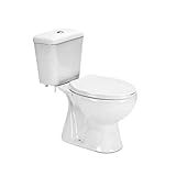 Leziter Monoblock-WC, Keramik, Bodenspülung, Weiß, 67 x 38 x 73,5 cm, mit Sitz und Spülkasten, Kompaktes Design