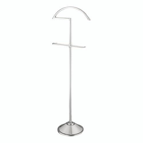 Soporte de valet de metal independiente, estante para trajes con colgador de contorno y barras de cinturón, perfecto para ropa de hombre en la entrada, oficina, sala de estar (10.23 x 47.83 pulgadas)