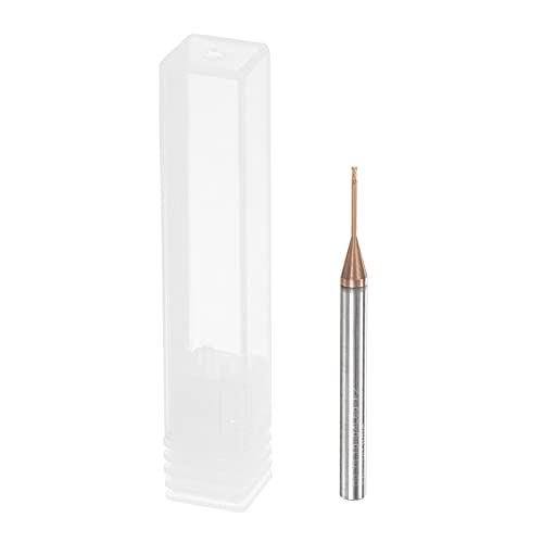 Image of uxcell Square Nose End Mill, 0.9mm Solid Carbide AlTiSin Coated Long Reach CNC Router Bits 2 Flutes Milling Cutter with Extended Neck, 10mm Cutting Length 4mm Shank