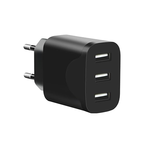 3er Pack USB Ladegerät 15W – 3 USB-A Ports, USB Netzteil Stecker für Steckdose, USB Stromstecker Adapter für Handy Tablet – USB A Ladegerät für Zuhause Büro Reise (Schwarz-1)