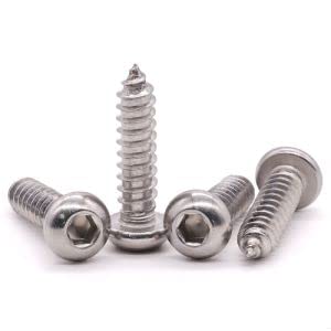 M5 x 25mm Button Head Socket Cap Self Tapping Screws, 304 Stainless Steel 18-8, Corrosion Resistant Screws for Wood, Sheet Metal and More, Pack of 50