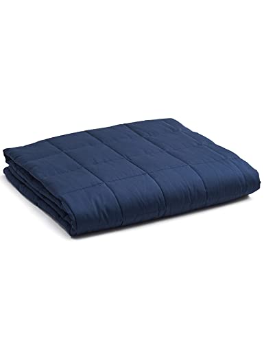 YnM Weighted Blanket,Heavy 100 Percent Oeko-Tex Certified Cotton Material(Navy, 80''x87'' 20lbs), Two Persons(90~160lb) Sharing Use on Queen/King Bed | A Duvet Included