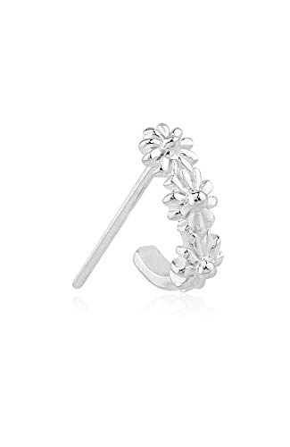 925 Sterling Silver Straight Nose Stud Ring Flower Nose Hugger 20G