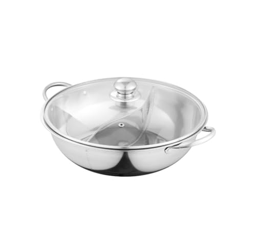 Olla de carbón China for cocinar, Olla con Divisor, ollas Calientes Shabu Shabu, Olla de Acero Inoxidable de Doble Cara, Utensilios de Cocina(34cm)