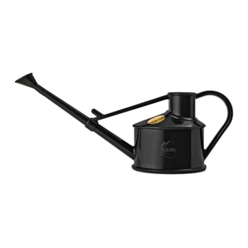 Indoor Plastic Watering Can | The HAWS Langley Sprinkler - One Pint | Pot Waterer | Fine Spray Rose | Recycled - Black