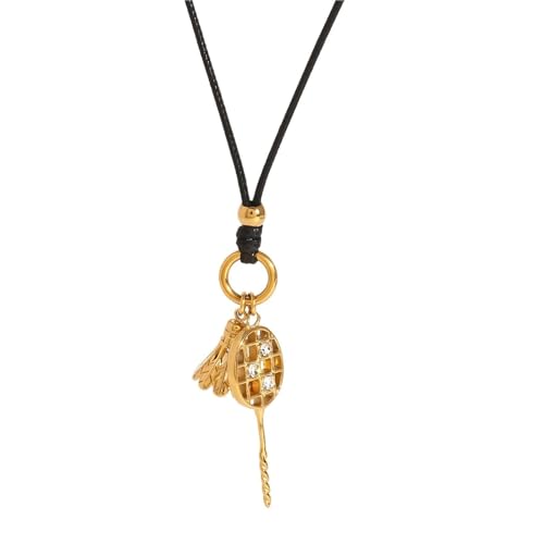 Collier raquette de badminton acier et cuir pour afficher votre passion au quotidien
