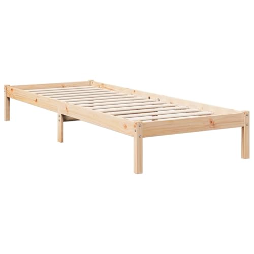vidaXL Extra Long Bed Frame - Solid Pine Wood - 225.5x85.5x31 cm - Fits 80x220 cm Mattress - Bedroom Single Bed - Slats Included - Assembly Required