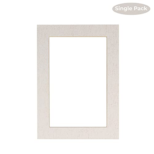 White Linen Acid Free 10x12 Picture Frame Mats with White Core Bevel Cut for 8x10 Pictures - Fits 10x12 Frame - One Mat