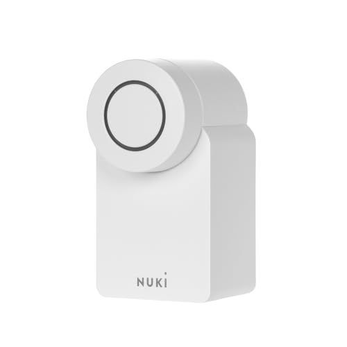 Nuki Smart Lock (4. Generation), Smartschloss mit Matter für schlüssellosen Zugang, ohne strukturelle Eingriffe, elektronisches Schloss verwandelt Ihr Smartphone in einen Schlüssel, weiß
