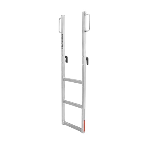 Image of RIGCRAFTOR - Heavy Duty 3-Step Aluminum Truck Ladder with Mounting Hooks - Non-Slip Steps and 3 Secure Contact Points - Quick, Stable Access for Pickup & Flatbed Trailers - Portable Truck Ladder